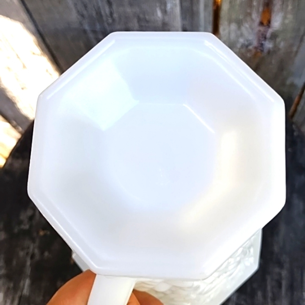 White Milk Glass Pitcher (Grape Design) - Picture 7 of 11